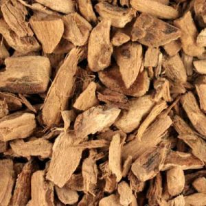 Close-up of a pile of brown, textured wood chips.